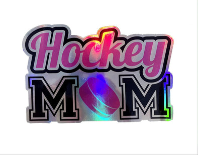 Hockey Mom Holographic Vinyl Decal - Ice Hockey Bumper Sticker