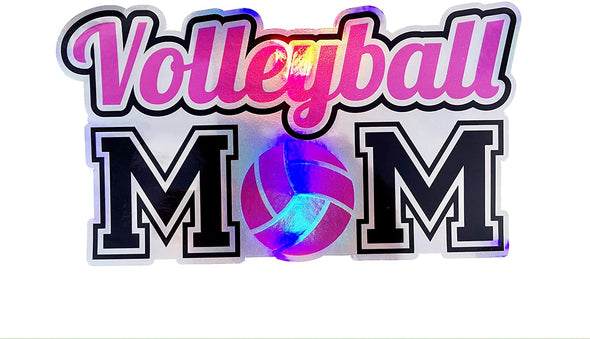 Volleyball Mom Holographic Vinyl Decal - Volleyball Bumper Sticker