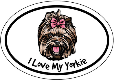 I Love My Yorkie Vinyl Decal - Yorkshire Terrier Dog Breed Bumper Sticker