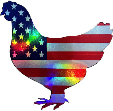 American Flag Chicken Holographic Sticker - Patriotic Vinyl Decal