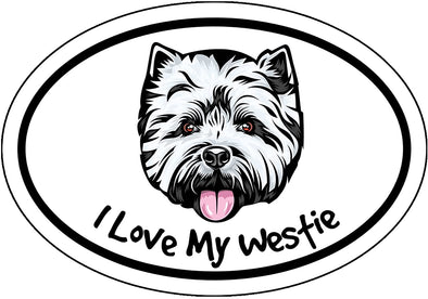 I Love My Westie Vinyl Decal - West Highland Terrier Dog Breed Bumper Sticker