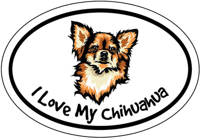 I Love My Chihuahua Vinyl Decal - Dog Breed Bumper Sticker