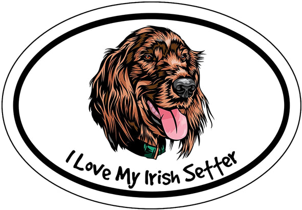 I Love My Irish Setter Vinyl Decal - Dog Breed Bumper Sticker
