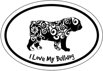 I Love My Bulldog Vinyl Decal - Dog Breed Bumper Sticker
