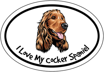 I Love My Cocker Spaniel Vinyl Decal - Dog Breed Bumper Sticker