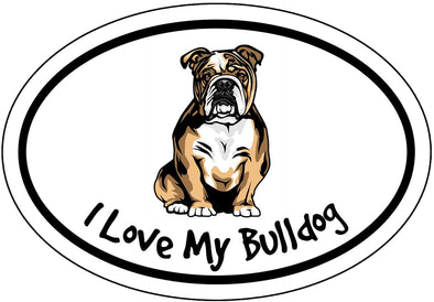 I Love My Bulldog Vinyl Decal - Dog Breed Bumper Sticker