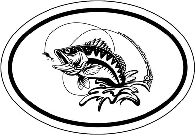 Oval Bass Fishing Decal - Largemouth Bumper Sticker