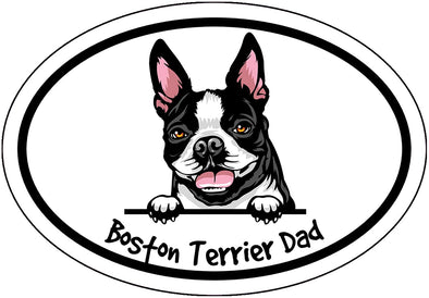 Oval Boston Terrier Dad Decal - Dog Breed Bumper Sticker