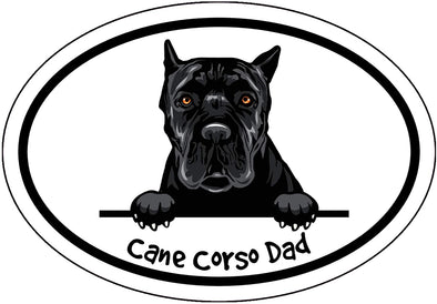 Oval Cane Corso Dad Decal - Cane Corso Dog Breed Bumper Sticker