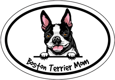 Oval Boston Terrier Mom Decal - Dog Breed Bumper Sticker