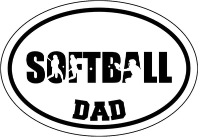 Oval Softball Dad Decal - Soft Ball Bumper Sticker