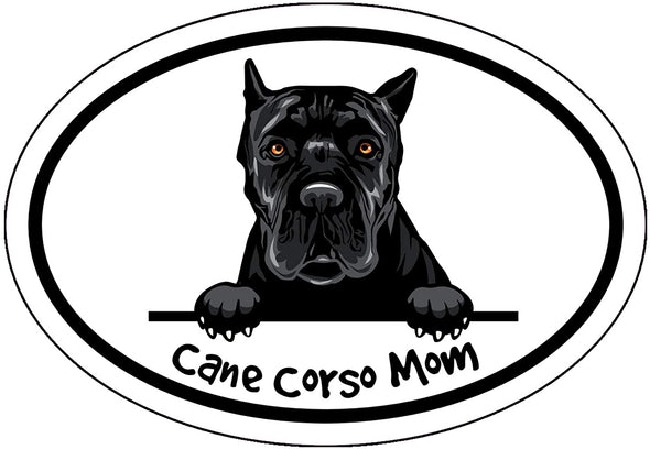 Oval Cane Corso Mom Decal - Cane Corso Dog Breed Bumper Sticker