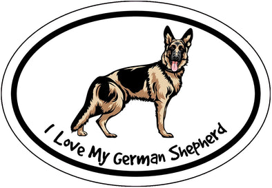 Oval I Love My German Shepherd Vinyl Decal - Dog Breed Bumper Sticker