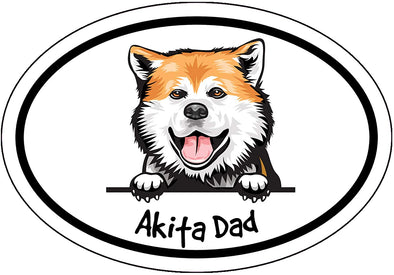 Oval Akita Dad Decal - Dog Breed Bumper Sticker