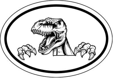Oval Tyrannosaurus Rex Decal - Rex Claw Dinosaur Bumper Sticker