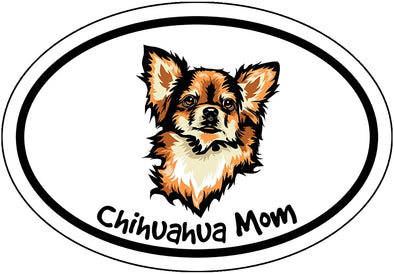 Oval Chihuahua Mom Vinyl Sticker - Dog Decal