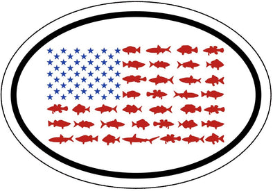 Fish Species American Flag Vinyl Decal - Fishing Sticker