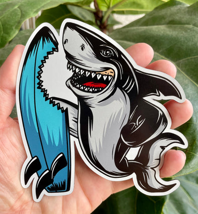 Surfing Shark Magnet - Beach Magnetic Car Decal