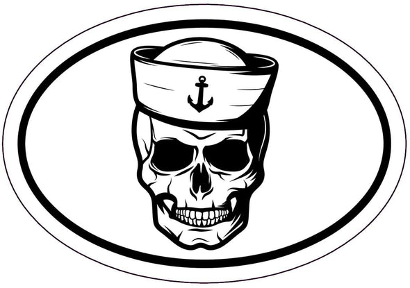 Oval Sailor Skull Decal - Naval Bumper Sticker