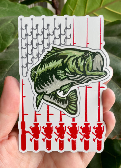 American Flag Largemouth Bass Magnetic Car Decal