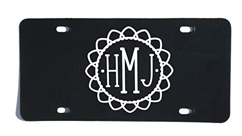 Personalized Monogram Vanity Plate, Flower Simple Letter Design-WickedGoodz
