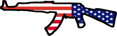 Vinyl American Flag Ak-47 Decal - AK47 Bumper Sticker - 2nd Amendment Gift-WickedGoodz