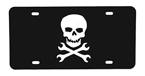 Personalized Vanity Plate, Pirate Skull Crossed Wrenches Design-WickedGoodz