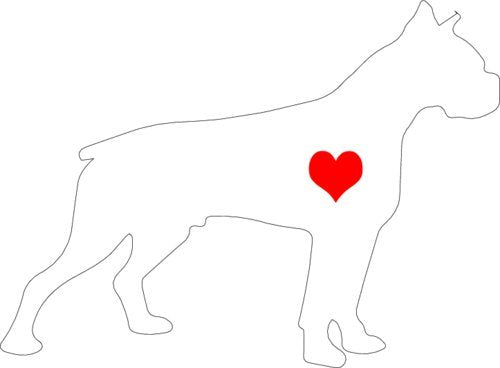 WickedGoodz Vinyl White Heart Boxer Decal - Dog Bumper Sticker - Pet Owner Gift-WickedGoodz