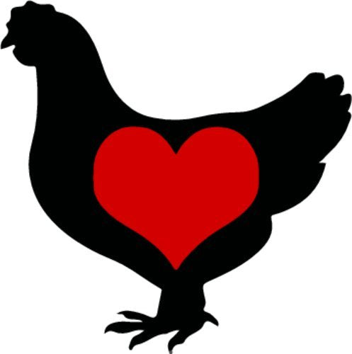 Silhouette Heart Chicken Vinyl Decal - Chicken Bumper Sticker - Perfect Hen Rooster Mom Farmer Gift Farm Coop Decor-WickedGoodz