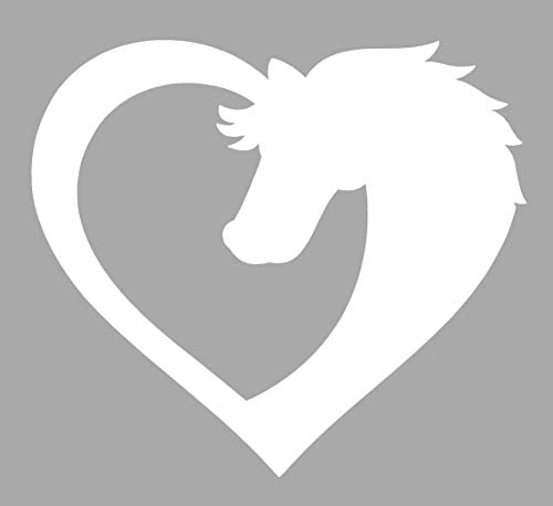 WickedGoodz Die Cut Heart Horse Decal - Equestrian Bumper Sticker - Perfect Horse Gift (White)-WickedGoodz