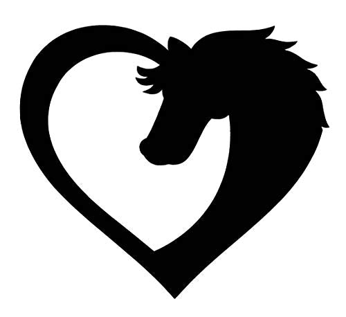 WickedGoodz Die Cut Heart Horse Decal - Equestrian Bumper Sticker - Perfect Horse Gift (Black)-WickedGoodz