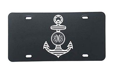 Personalized Monogram Vanity Plate, Nautical Anchor Design-WickedGoodz
