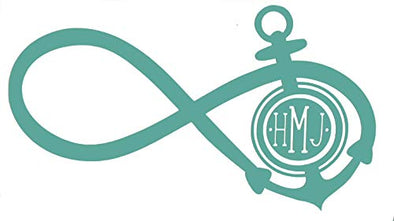 Custom Infinity Anchor Initial Monogram Vinyl Decal Boating Bumper Sticker-WickedGoodz
