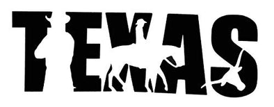 Custom Texas Vinyl Decal - Cowboy Cattle Bumper Sticker, for Tumblers, Laptops, Car Windows - TX in Text Design-WickedGoodz