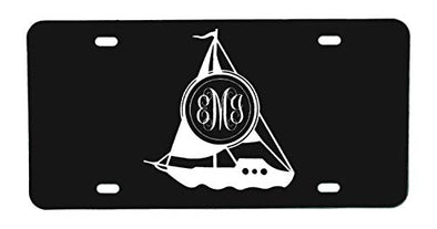 Personalized Monogram Vanity Plate, Nautical Sailboat Design-WickedGoodz