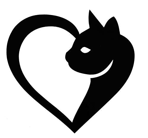 Personalized Heart Shaped Cat Vinyl Decal - Feline Bumper Sticker, for Tumblers, Laptops, Car Windows - Pick Size and Color-WickedGoodz