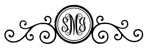 Custom Initial Monogram Decal Scroll Flower Design-WickedGoodz
