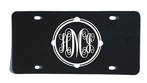 Personalized Monogram Vanity Plate, Round Simple Letter Design-WickedGoodz