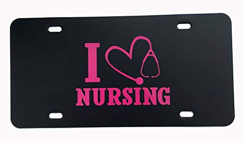 WickedGoodz Custom I Love Nursing License Plate, RN Vanity Sign, Nurse Front Auto Tag,-WickedGoodz