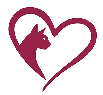 Custom Vinyl Kitty Cat Heart Decal - Cat Bumper Sticker, for Tumblers, Laptops, Car Windows - Pick Your Size and Color-WickedGoodz