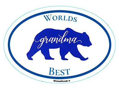 Custom Worlds Best Grandma Bear Decal - Grandmother Bear Bumper Sticker, for Tumblers, Laptops, Car Windows - Pick Your Color-WickedGoodz