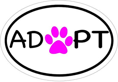 WickedGoodz Oval Pink Paw Pet Adoption Vinyl Window Decal - Rescue Bumper Sticker - Shelter Decal - Perfect Pet Cat Dog Gift-WickedGoodz
