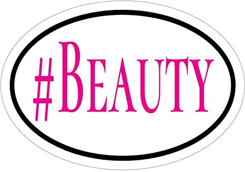 WickedGoodz Oval Pink Hashtag Beauty Vinyl Window Decal - Inspirational Bumper Sticker - Perfect Beautiful Gift-WickedGoodz