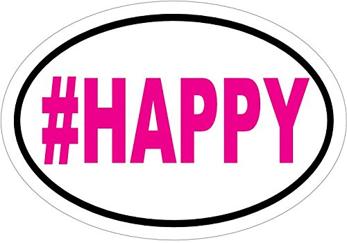 WickedGoodz Oval Pink # Happy Vinyl Decal - Inspirational Bumper Sticker - Perfect Uplifting Gift-WickedGoodz