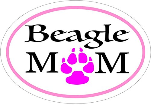 WickedGoodz Pink Oval Beagle Mom Beagle Vinyl Window Decal - Beagle Bumper Sticker - Perfect Beagle Owner Gift - Made in The USA-WickedGoodz
