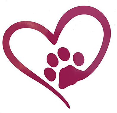 Custom Pawprint Heart Vinyl Decal - Dog Paw Heart Bumper Sticker, for Tumblers, Laptops, Car Windows - Personalized Dog Owner Gift-WickedGoodz