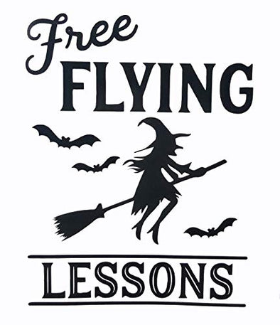 Custom Vinyl Flying Lesson Witch Decal, Funny Bumper Sticker, Tumbler, Walls, Windows, Scrapbooks, Cars-WickedGoodz