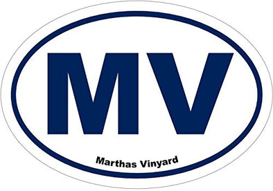 WickedGoodz Oval MV Martha's Vineyard Vinyl Decal - Massachusetts Bumper Sticker - Perfect Marthas Vineyard Beach Vacation Souvenir Gift-WickedGoodz