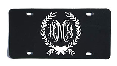 Custom Bow and Wreath Monogram Vanity Plate-WickedGoodz