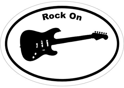 WickedGoodz Oval Rock On Guitar Vinyl Decal - Music Bumper Sticker - Perfect Music Lover Gift-WickedGoodz